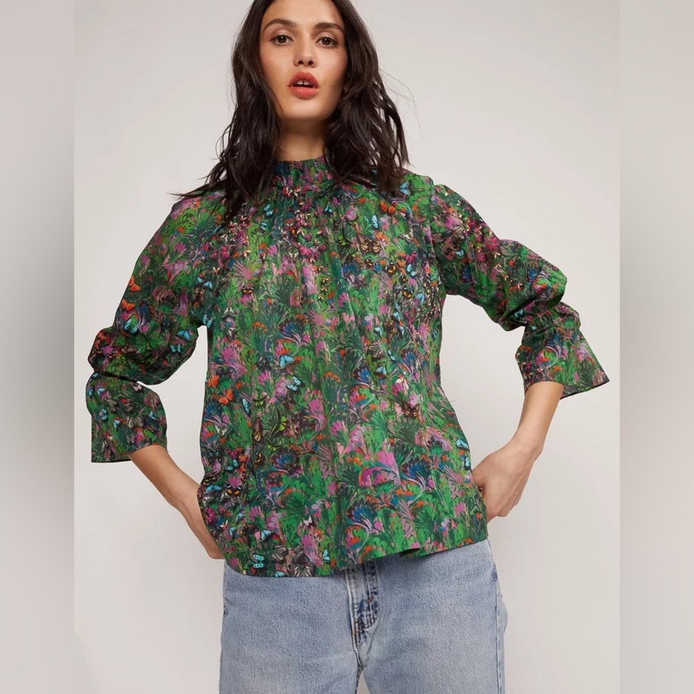 Cynthia Rowley butterfly waterfall blouse